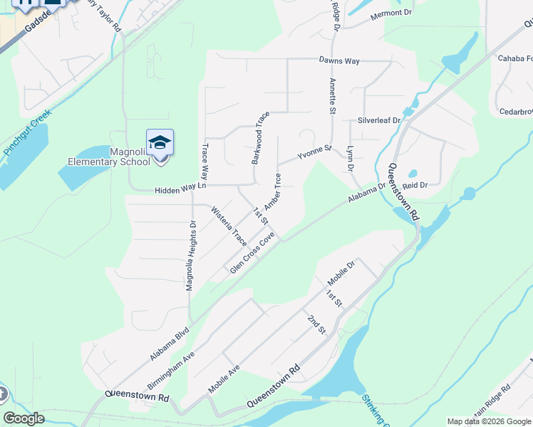 map of restaurants, bars, coffee shops, grocery stores, and more near 134 Amber Trce in Trussville