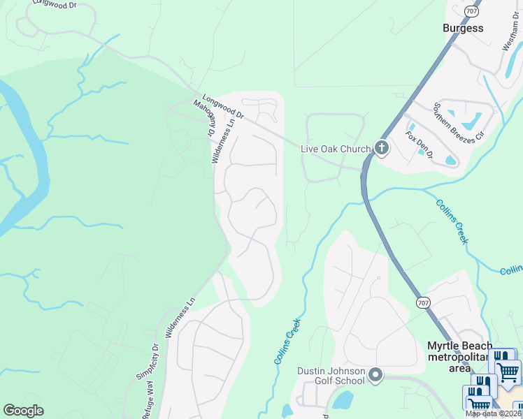 map of restaurants, bars, coffee shops, grocery stores, and more near 1309 Elegant Court in Murrells Inlet