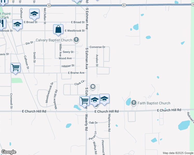 map of restaurants, bars, coffee shops, grocery stores, and more near 699 Avalon Street in West Point