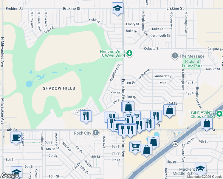map of restaurants, bars, coffee shops, grocery stores, and more near 5826 2nd Street in Lubbock