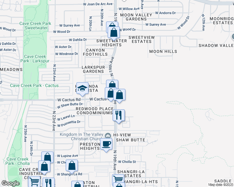 map of restaurants, bars, coffee shops, grocery stores, and more near in Phoenix