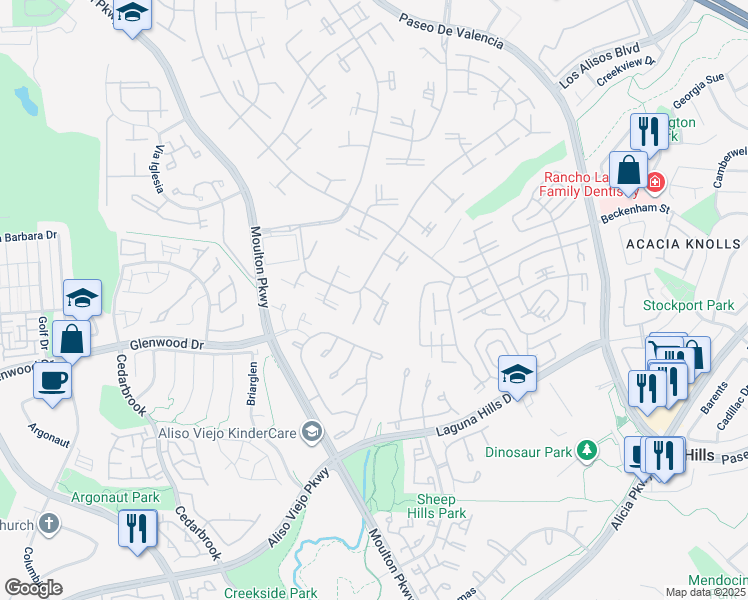 map of restaurants, bars, coffee shops, grocery stores, and more near 944 Avenida Majorca in Laguna Woods