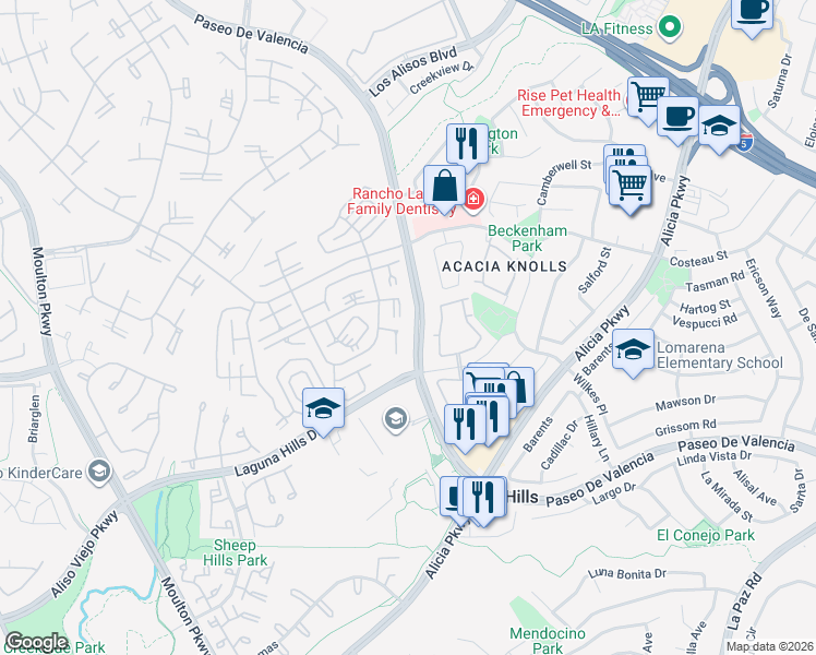 map of restaurants, bars, coffee shops, grocery stores, and more near 788 Via Los Altos in Laguna Woods