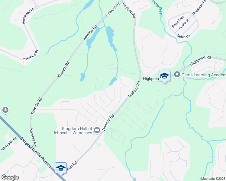 map of restaurants, bars, coffee shops, grocery stores, and more near 811 Lake Chase in Fairburn