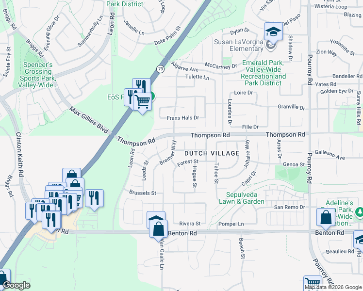 map of restaurants, bars, coffee shops, grocery stores, and more near 36059 Dresden Court in Winchester