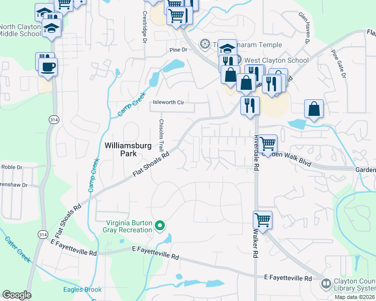 map of restaurants, bars, coffee shops, grocery stores, and more near 1388 Highgrove Court in Atlanta