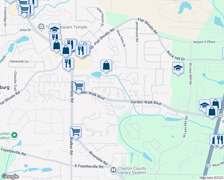 map of restaurants, bars, coffee shops, grocery stores, and more near 1514 Brookstone Ridge in Atlanta