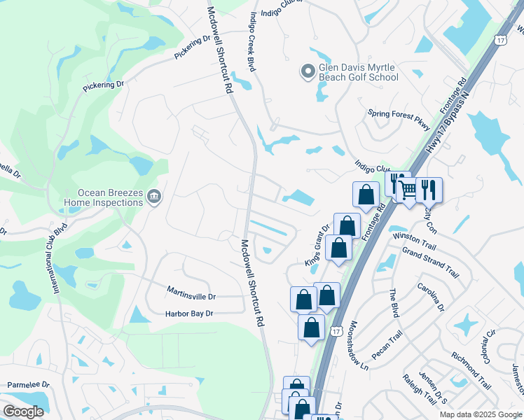 map of restaurants, bars, coffee shops, grocery stores, and more near 347 Stone Throw Drive in Murrells Inlet