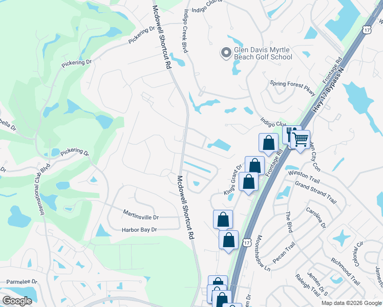 map of restaurants, bars, coffee shops, grocery stores, and more near 347 Stone Throw Drive in Murrells Inlet