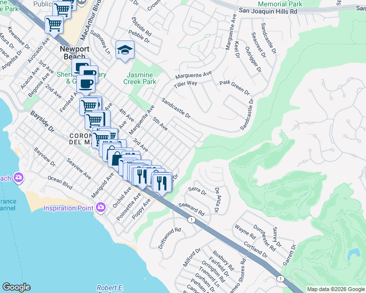 map of restaurants, bars, coffee shops, grocery stores, and more near in 