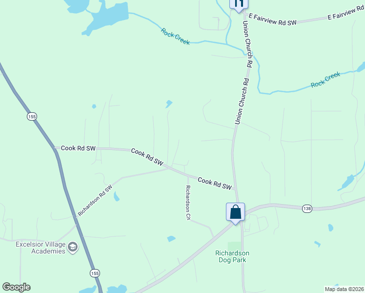 map of restaurants, bars, coffee shops, grocery stores, and more near 4801 Cook Road Southwest in Stockbridge