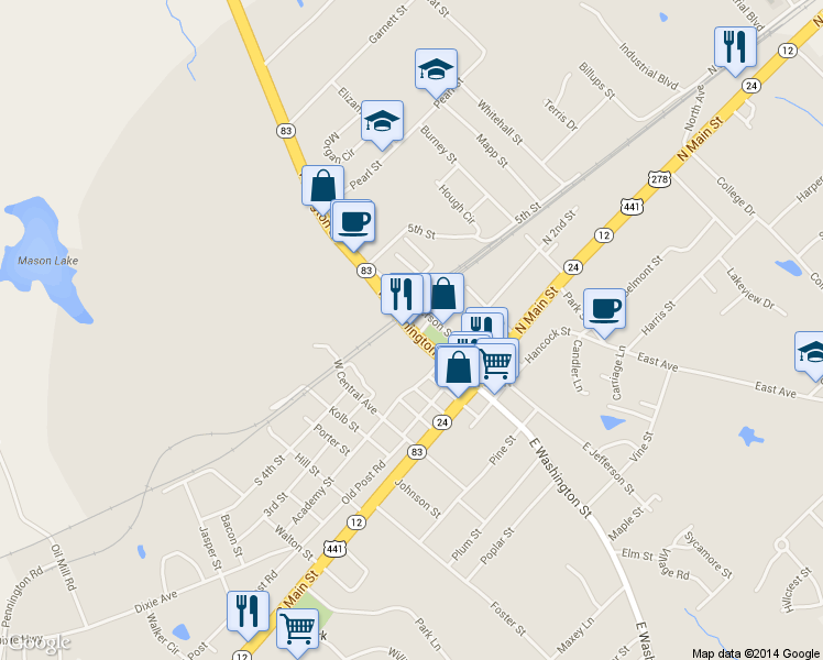 map of restaurants, bars, coffee shops, grocery stores, and more near 220 West Washington Street in Madison