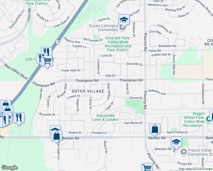 map of restaurants, bars, coffee shops, grocery stores, and more near 36039 Joltaire Way in Winchester
