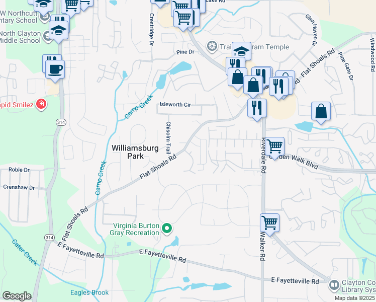 map of restaurants, bars, coffee shops, grocery stores, and more near 1394 Highgrove Court in Atlanta