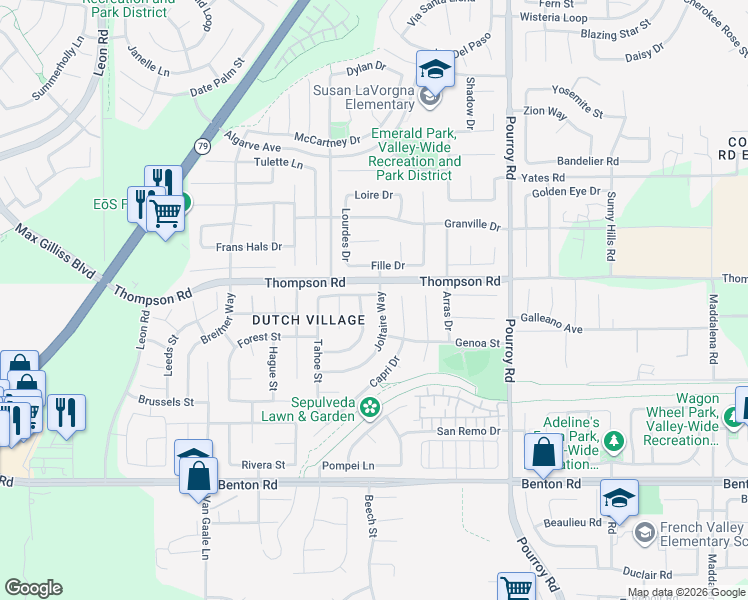 map of restaurants, bars, coffee shops, grocery stores, and more near 36039 Joltaire Way in Winchester