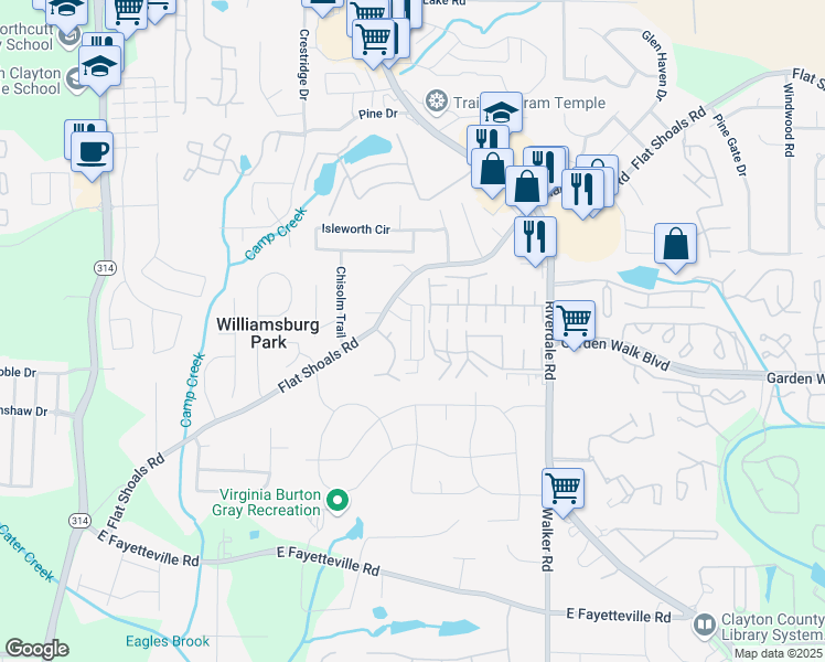 map of restaurants, bars, coffee shops, grocery stores, and more near 1394 Highgrove Court in Atlanta