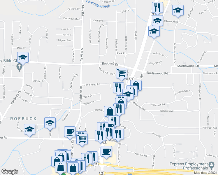map of restaurants, bars, coffee shops, grocery stores, and more near 448 Price Drive in Birmingham
