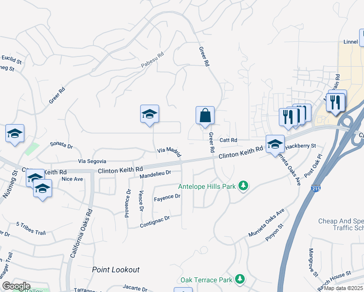 map of restaurants, bars, coffee shops, grocery stores, and more near 36012 Corte Pavia in Murrieta