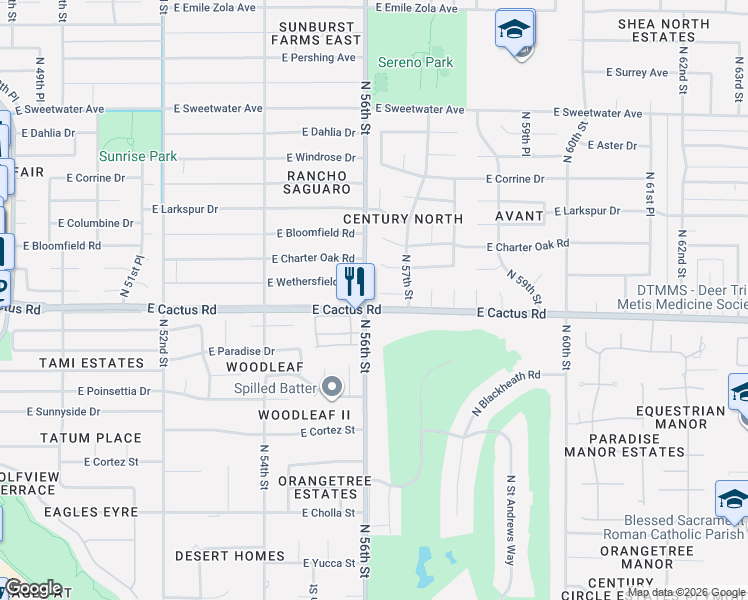 map of restaurants, bars, coffee shops, grocery stores, and more near in Phoenix