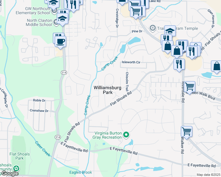 map of restaurants, bars, coffee shops, grocery stores, and more near 5849 Wedgewood Manor in Atlanta