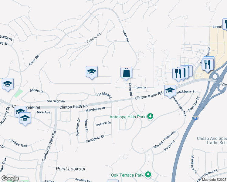 map of restaurants, bars, coffee shops, grocery stores, and more near 36012 Corte Pavia in Murrieta