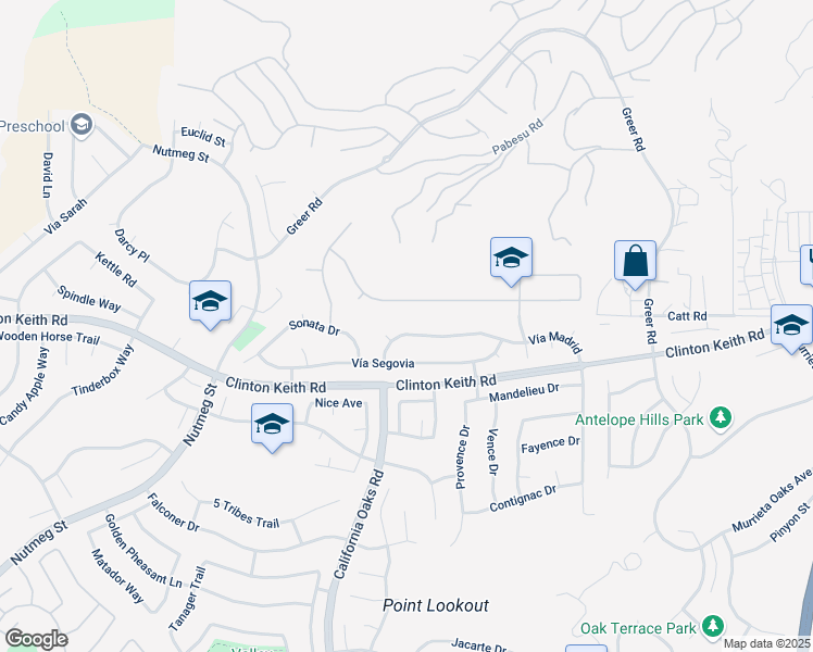 map of restaurants, bars, coffee shops, grocery stores, and more near 23799 Vía Madrid in Murrieta
