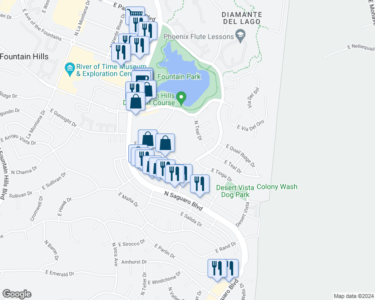 map of restaurants, bars, coffee shops, grocery stores, and more near 12050 North Panorama Drive in Fountain Hills