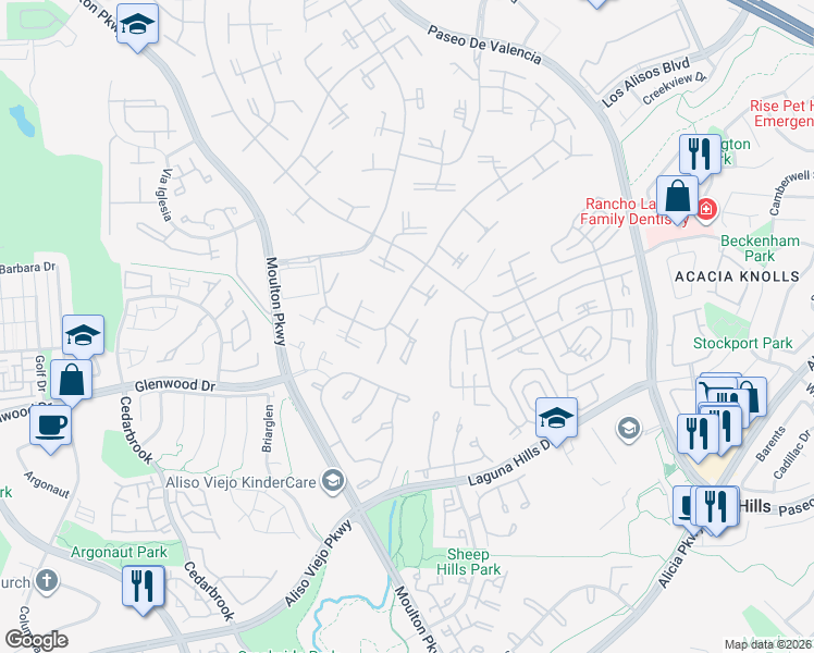 map of restaurants, bars, coffee shops, grocery stores, and more near 925 Avenida Majorca in Laguna Woods