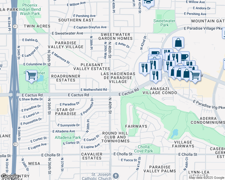 map of restaurants, bars, coffee shops, grocery stores, and more near in Phoenix