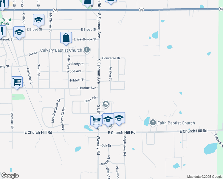 map of restaurants, bars, coffee shops, grocery stores, and more near 699 Avalon Street in West Point