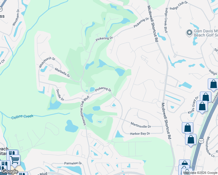 map of restaurants, bars, coffee shops, grocery stores, and more near 256 Madrid Drive in Murrells Inlet