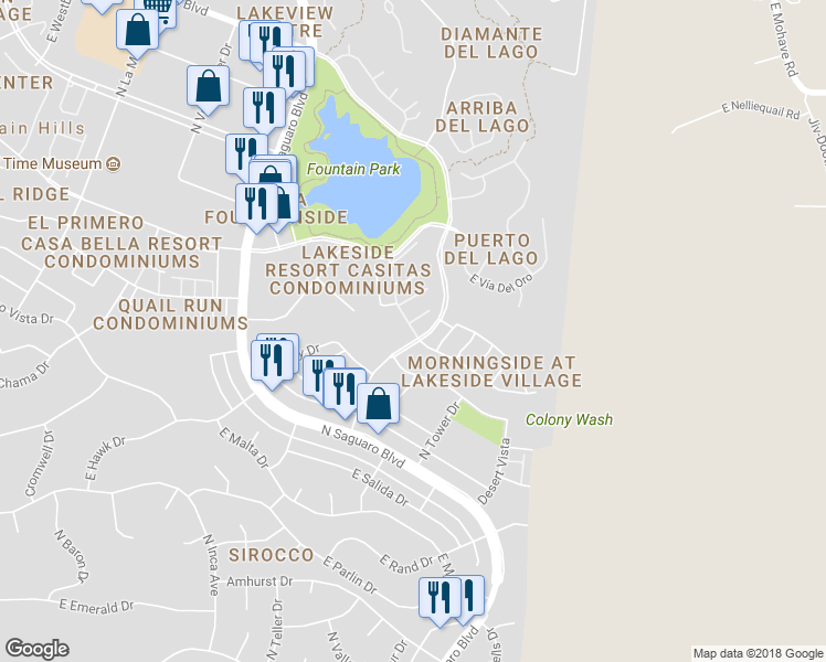 map of restaurants, bars, coffee shops, grocery stores, and more near 12220 East Teal Drive in Fountain Hills