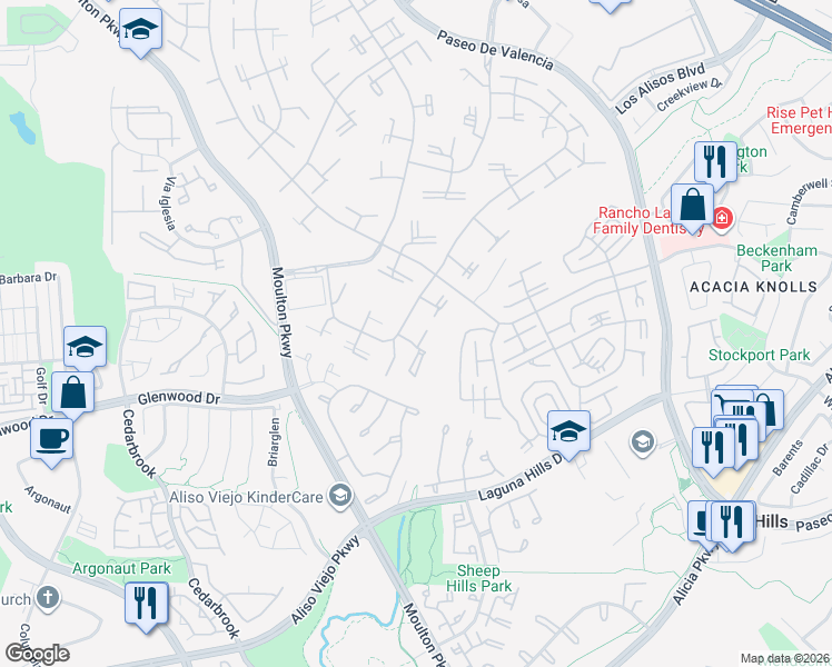map of restaurants, bars, coffee shops, grocery stores, and more near 925 Avenida Majorca in Laguna Woods