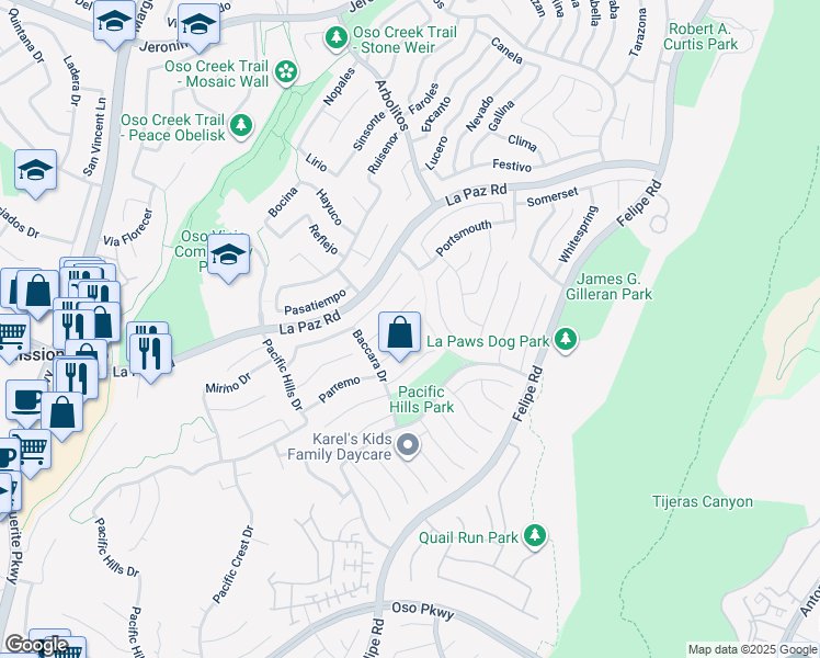 map of restaurants, bars, coffee shops, grocery stores, and more near 7 Belcanto in Mission Viejo