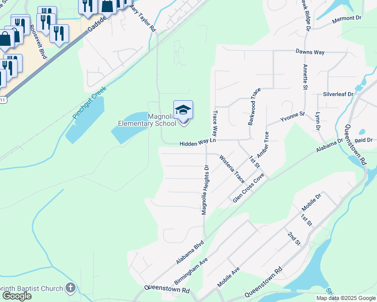 map of restaurants, bars, coffee shops, grocery stores, and more near 5464 Wisteria Trace in Trussville