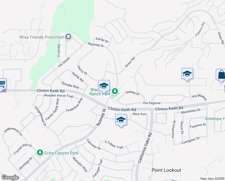 map of restaurants, bars, coffee shops, grocery stores, and more near 36034 Redgrave Way in Murrieta