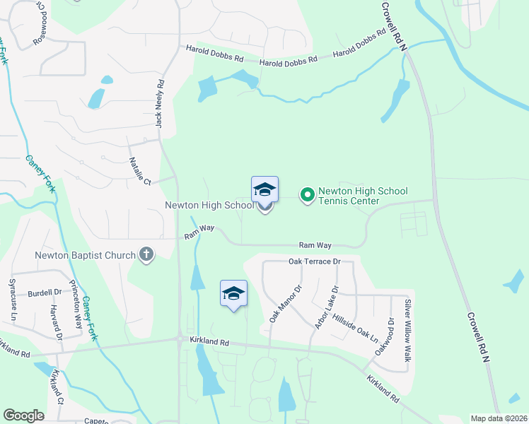 map of restaurants, bars, coffee shops, grocery stores, and more near 1 Ram Way in Covington