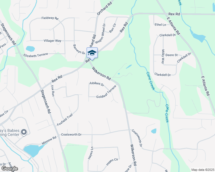 map of restaurants, bars, coffee shops, grocery stores, and more near 5671 Jubilant Drive in Rex