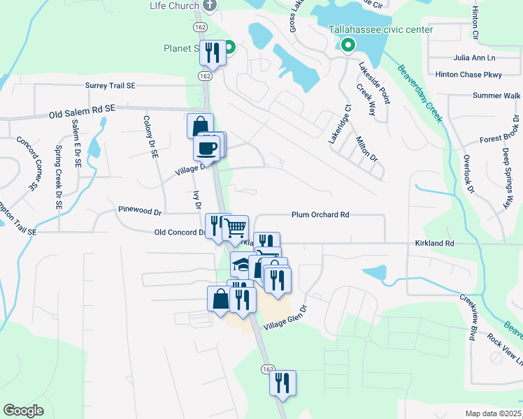 map of restaurants, bars, coffee shops, grocery stores, and more near 200 Plum Orchard Road in Covington
