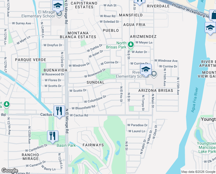 map of restaurants, bars, coffee shops, grocery stores, and more near 12006 West Scotts Drive in El Mirage
