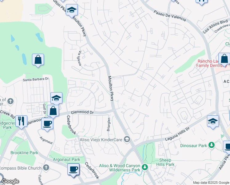 map of restaurants, bars, coffee shops, grocery stores, and more near 752 Avenida Majorca in Laguna Woods