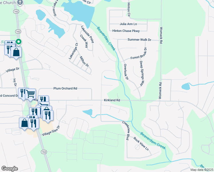 map of restaurants, bars, coffee shops, grocery stores, and more near 23 Gum Tree Court in Covington