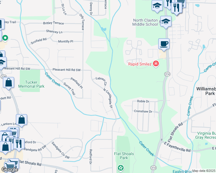map of restaurants, bars, coffee shops, grocery stores, and more near 1983 Laboon Circle in Atlanta