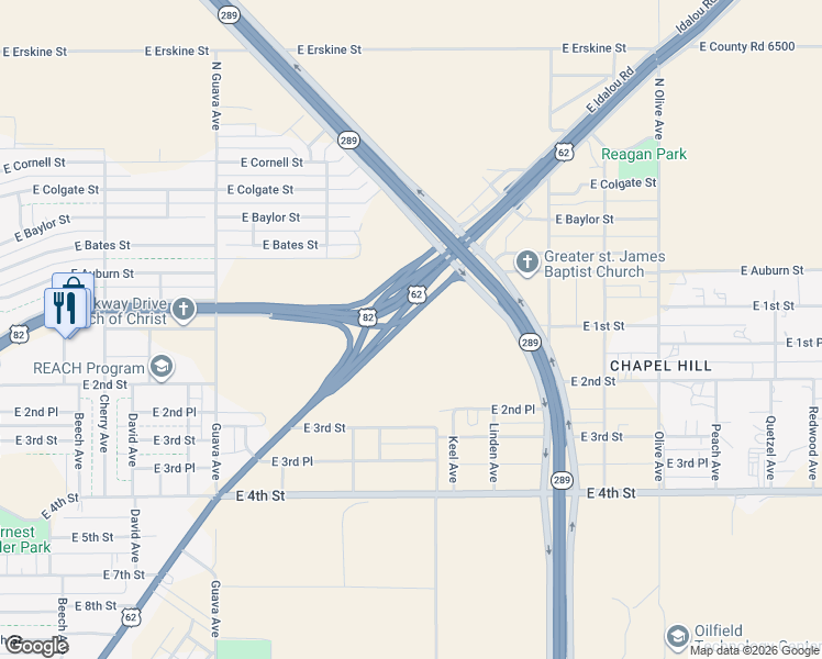 map of restaurants, bars, coffee shops, grocery stores, and more near 3514 Idalou Road in Lubbock