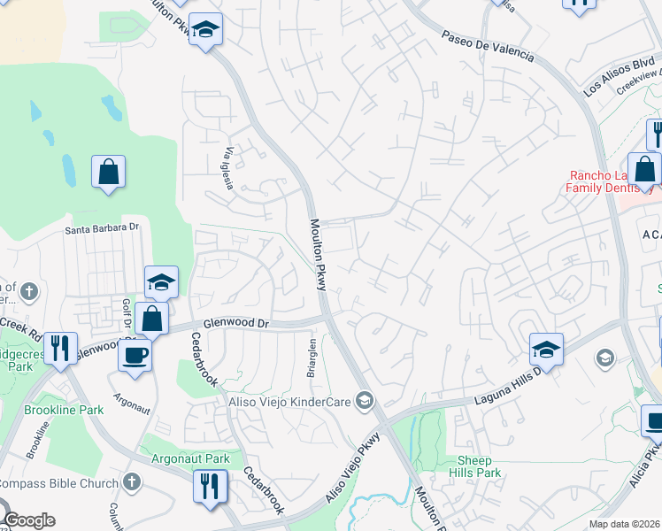 map of restaurants, bars, coffee shops, grocery stores, and more near 752 Avenida Majorca in Laguna Woods