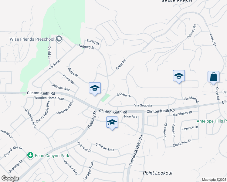 map of restaurants, bars, coffee shops, grocery stores, and more near 35954 Meriwether Way in Murrieta