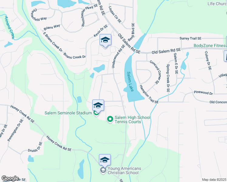 map of restaurants, bars, coffee shops, grocery stores, and more near 3444 Underwood Court Southeast in Conyers