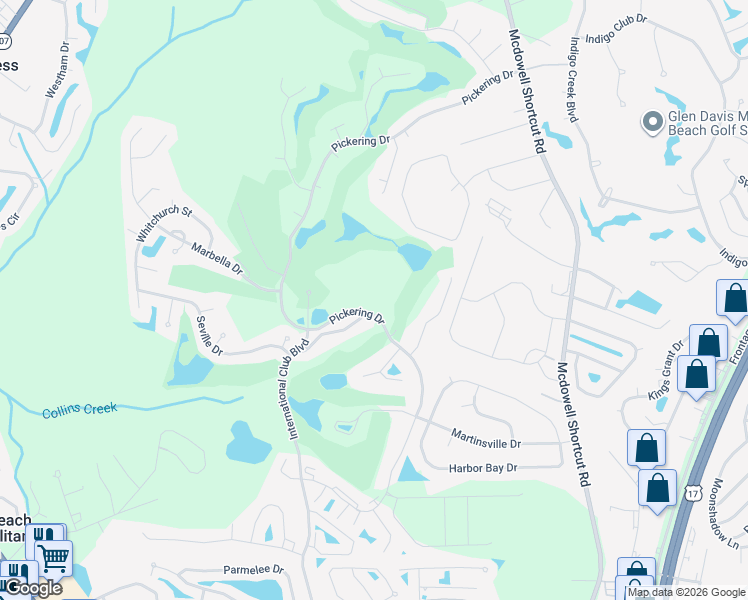map of restaurants, bars, coffee shops, grocery stores, and more near 237 Madrid Drive in Murrells Inlet