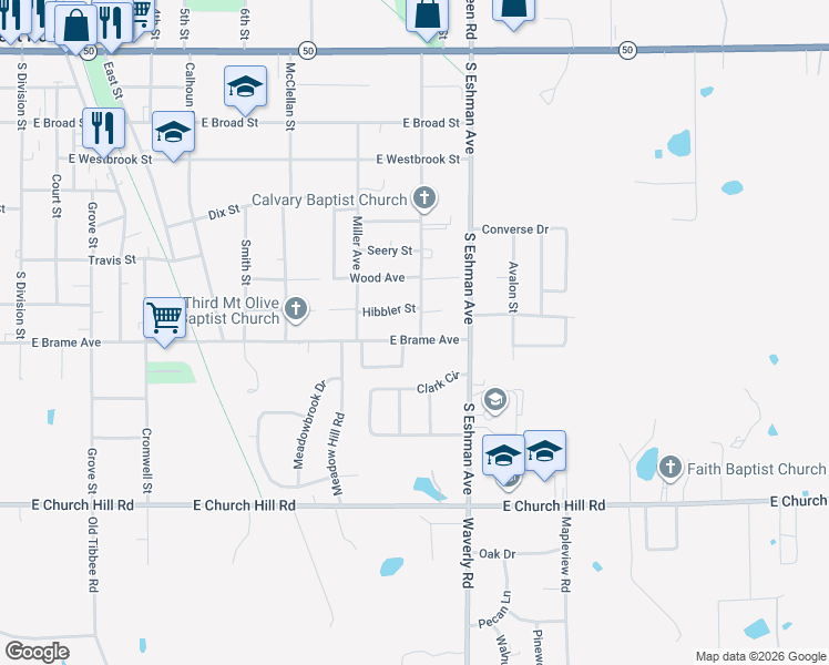map of restaurants, bars, coffee shops, grocery stores, and more near 701-799 McCord St in West Point