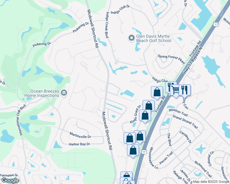 map of restaurants, bars, coffee shops, grocery stores, and more near 337 Muscari Drive in Murrells Inlet